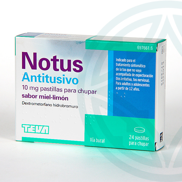 Notus Antitusivo 10 mg 24 pastillas para chupar miel limón Tos seca