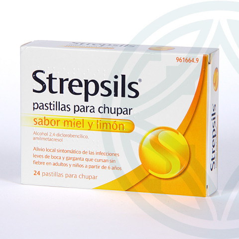 Strepsils 24 pastillas sabor miel limón Antiséptico de garganta