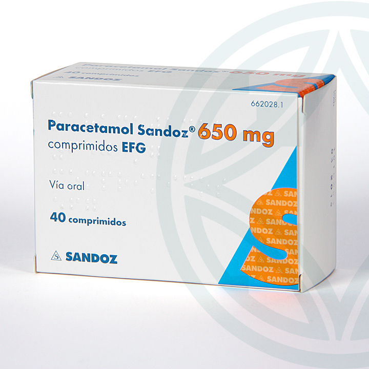 Paracetamol Sandoz EFG 650 mg 40 comprimidos | Farmacia ...