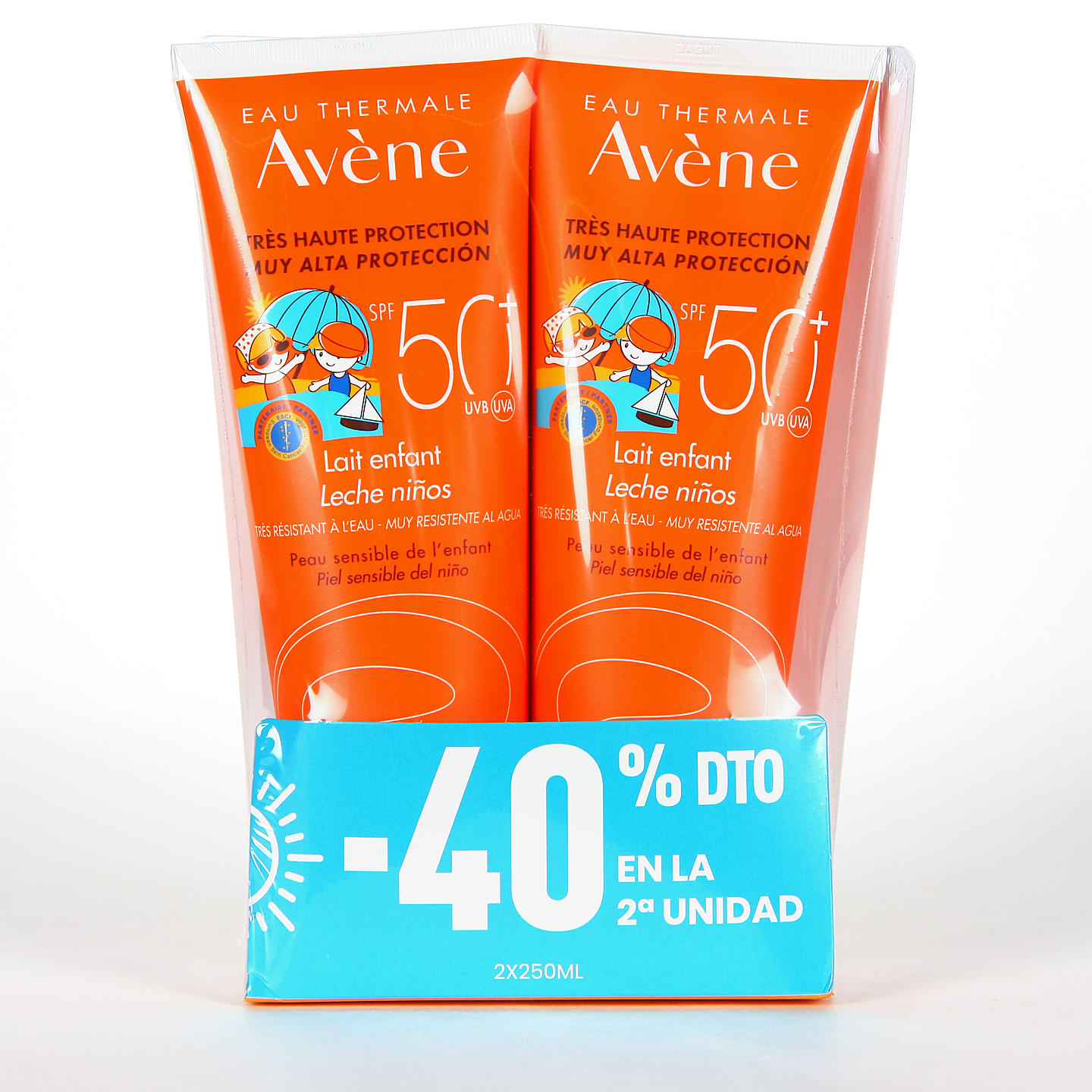 Pack duplo con descuento en Avene Leche Solar pediátrico