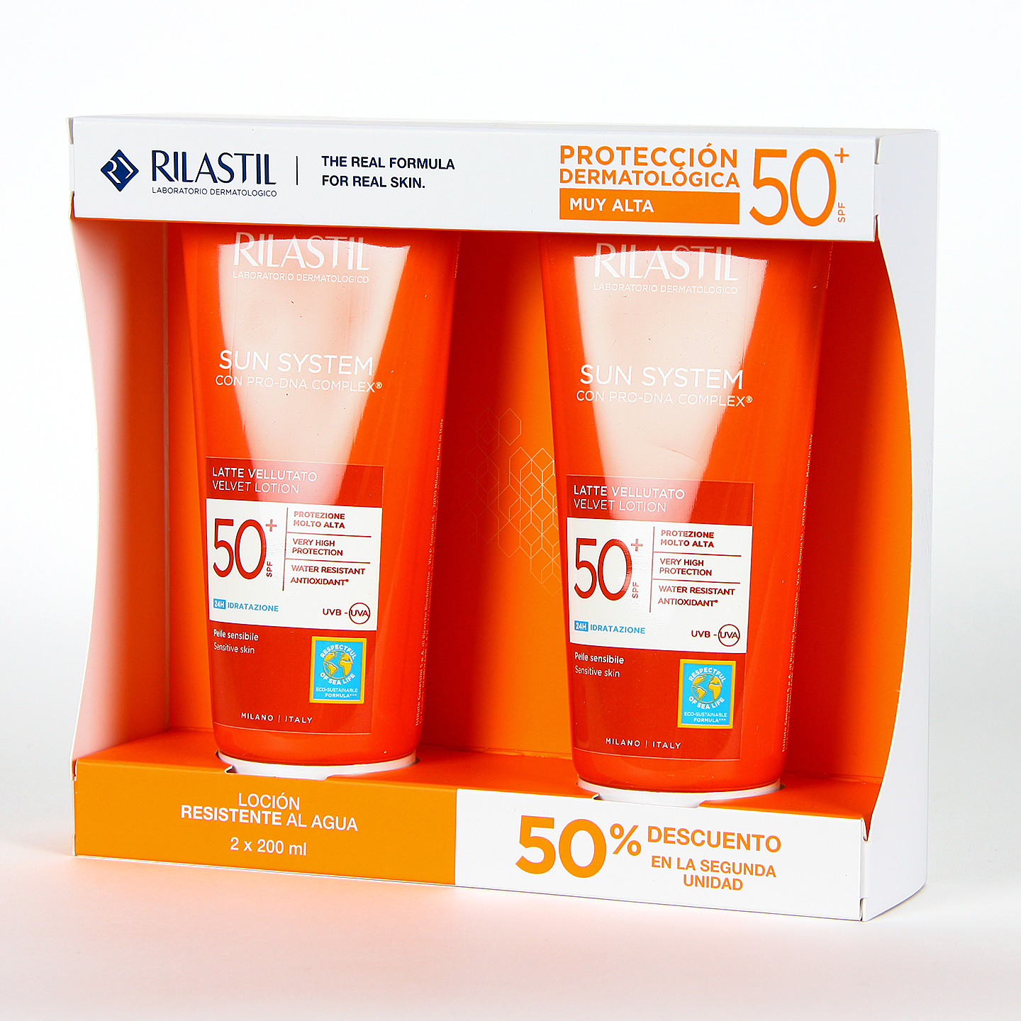 Pack promocional con 50% de descuento en Rilastil Leche Velluto