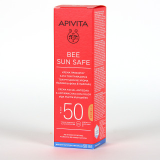 Apivita Bee Sun Safe Crema Antiedad y Antimanchas SPF50 con color