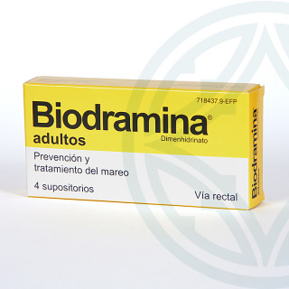 Biodramina Adultos 100 mg 4 supositorios