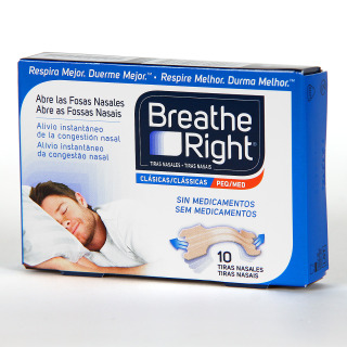 Breathe Right Tiras Nasales Transparentes Pequeña - Mediana 10 unidades