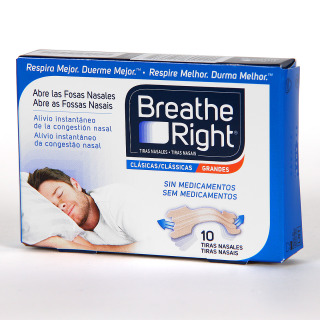 Breathe Right Tiras Nasales Trasparentes talla grande 10 unidades