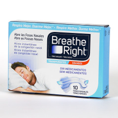 Breathe Right Tiras Nasales Trasparentes talla grande 10 unidades