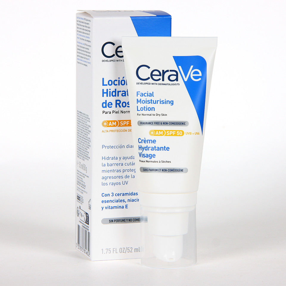 Cerave Loción Hidratante de Rostro SPF50 52 ml | Farmacia Jiménez