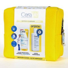 Cerave PACK Loción Protectora Invisible Hidratante SPF 30+ 75 ml con Loción Hidratante 88 ml y neceser de Regalo