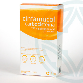 Cinfamucol Carbocisteina 750 mg 12 sobres solución oral 15 ml