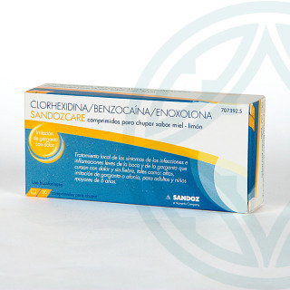Clorhexidina/Benzocaína/Enoxolona Sandoz Care 30 comprimidos