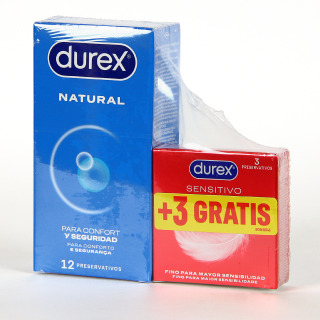 Durex Natural Easy On 12 unidades + 3 unidades Sensitivo
