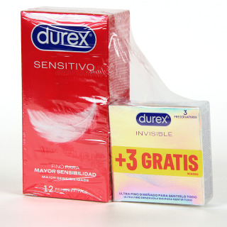 Durex Sensitivo 12 unidades con 3 unidades de Invisible