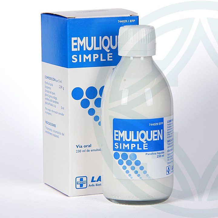 EMULIQUEN LAXANTE emulsión oral 230 ml . Parafina líquida para el  estreñimiento - laxante suave – La Farmacia Central Gelida