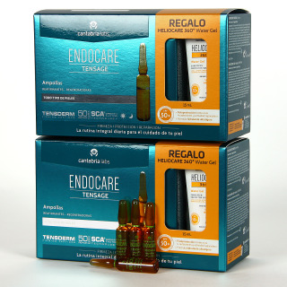 Endocare Tensage 20 Ampollas PACK Duplo 30% Descuento y 2 Heliocare Water gel 15 ml de Regalo