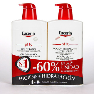 Eucerin pH5 Loción Ultraligera 1L + Gel de Baño 1L Pack Promoción