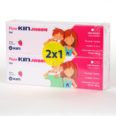 Fluor Kin Junior Anticaries Gel Dentífrico Fresa 75 ml Pack Duplo 2x1