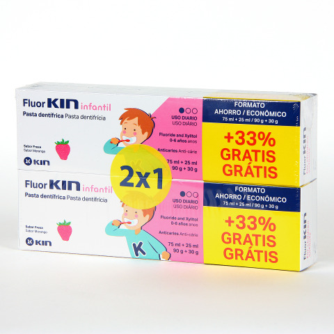 FluorKin Infantil Anticaries Pasta dentífrica Fresa 75 ml Pack Ahorro ...