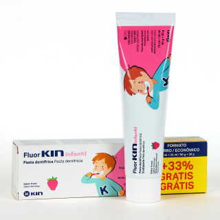 FluorKin Infantil Anticaries Pasta dentífrica Fresa 75 ml con Cepillo Dental de Regalo