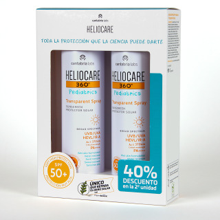 Heliocare PACK Duplo 360 Pediatrics Transparent Spray 40% descuento en 2ª unidad