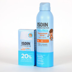 Isdin Fotoprotector Fusion Water Magic Pediátrico SPF50+ y Spray Transparente Wet Skin SPF50 PACK 20% Descuento