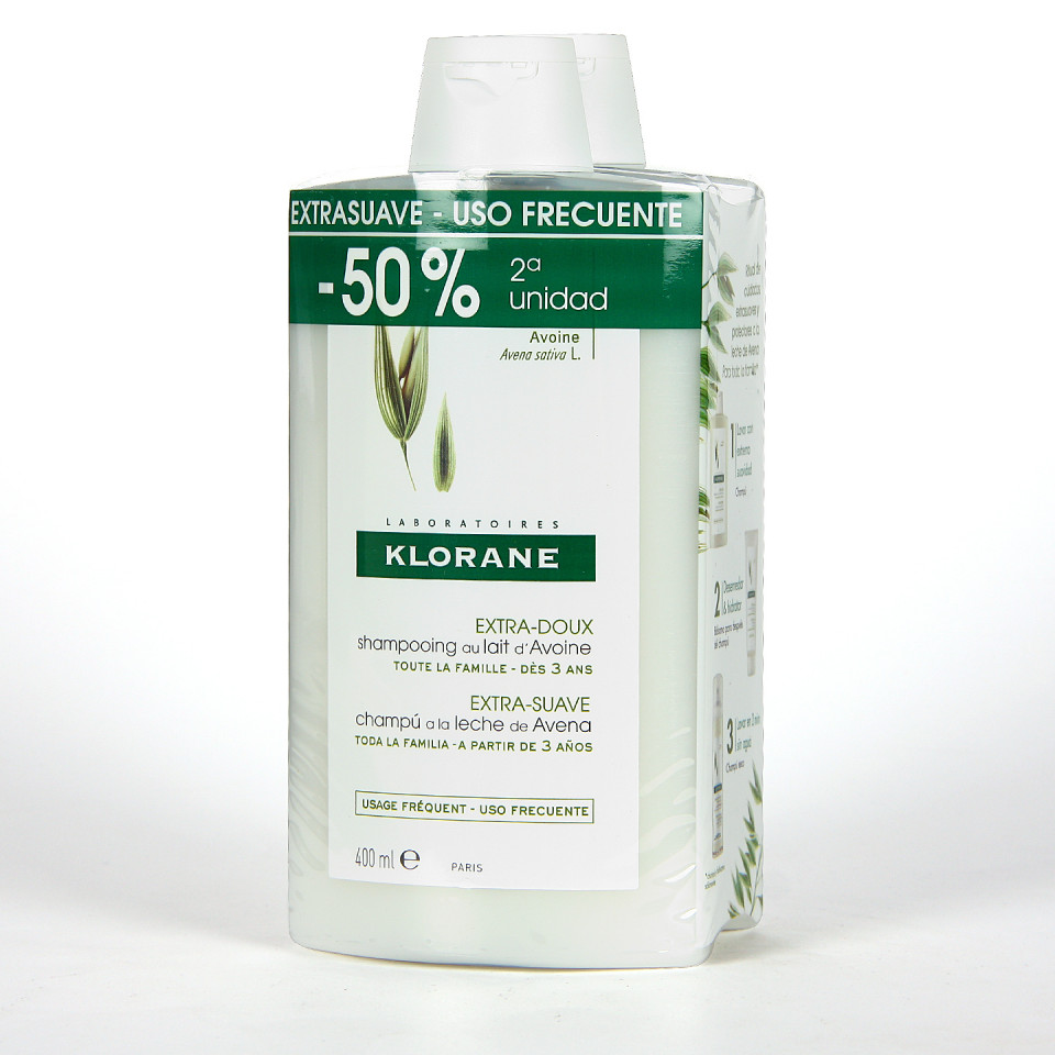 Klorane Capilar Champú Leche de Avena 2x400 ml Pack Duplo Farmacia