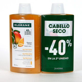 Klorane Capilar Champú Manteca de Mango 2x400 ml Pack Duplo