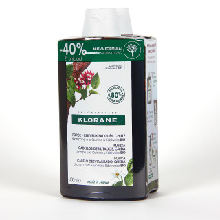 Klorane Capilar Champú Quinina con Vitaminas B 2x400 ml Pack Duplo