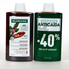 Klorane Capilar Champú Quinina con Vitaminas B 2x400 ml Pack Duplo