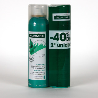 Klorane Capilar Champú Seco a la Ortiga Pack Duplo -40% Dto 2º Unidad