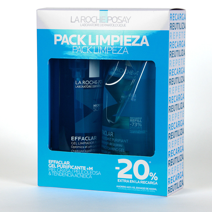 La Roche Inoma La Roche Posay PACK Effaclar +M Limpiador 400ml y Refill 400ml 20% ...