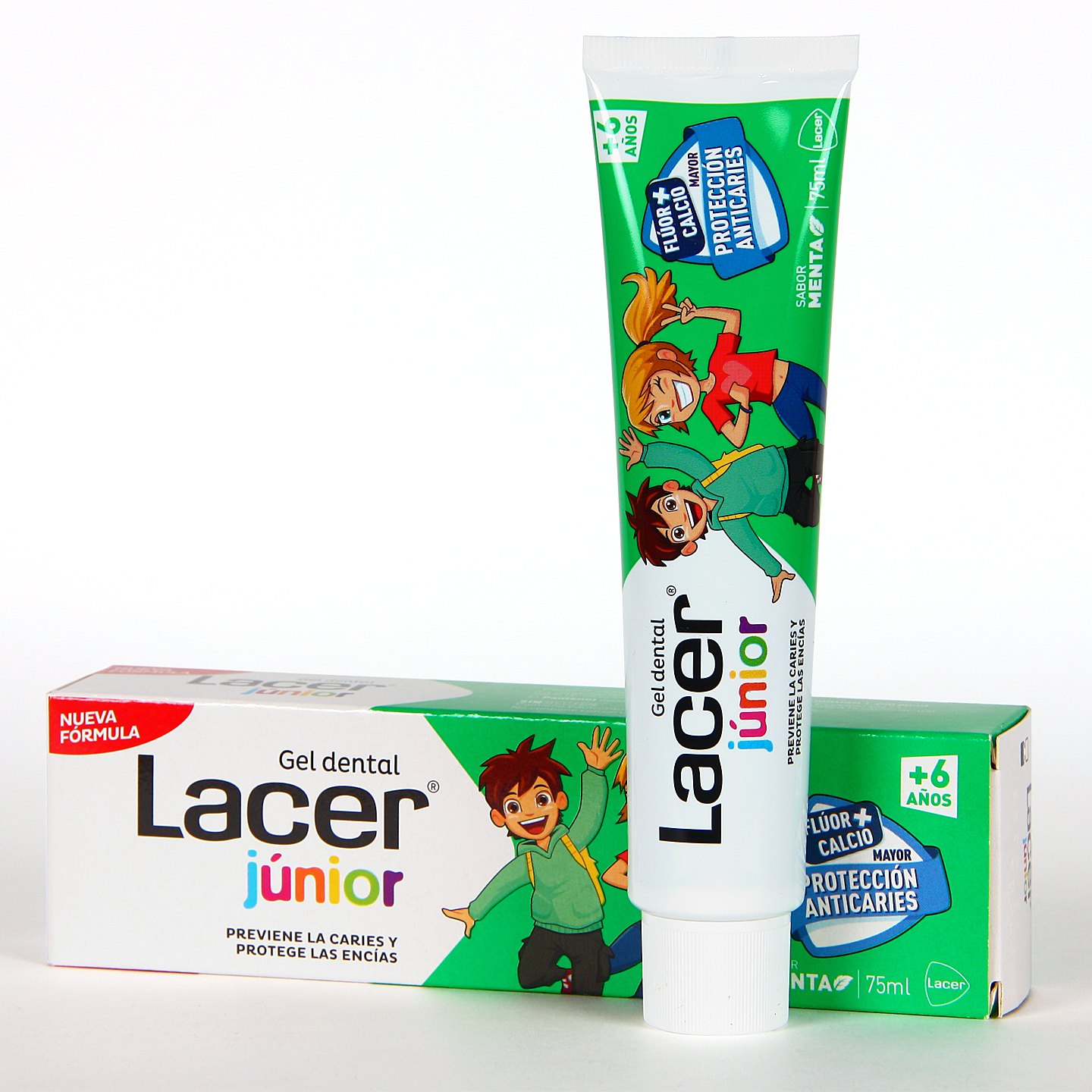 Lacer junior gel dentífrico sabor menta con flúor y calcio