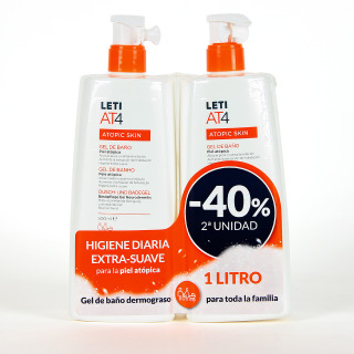 Leti AT4 Atopic Skin Gel De Baño 500 ml PACK Duplo