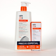 Leti AT4 PACK Leche Corporal 500ml con Crema Facial SPF20 50ml Precio Especial