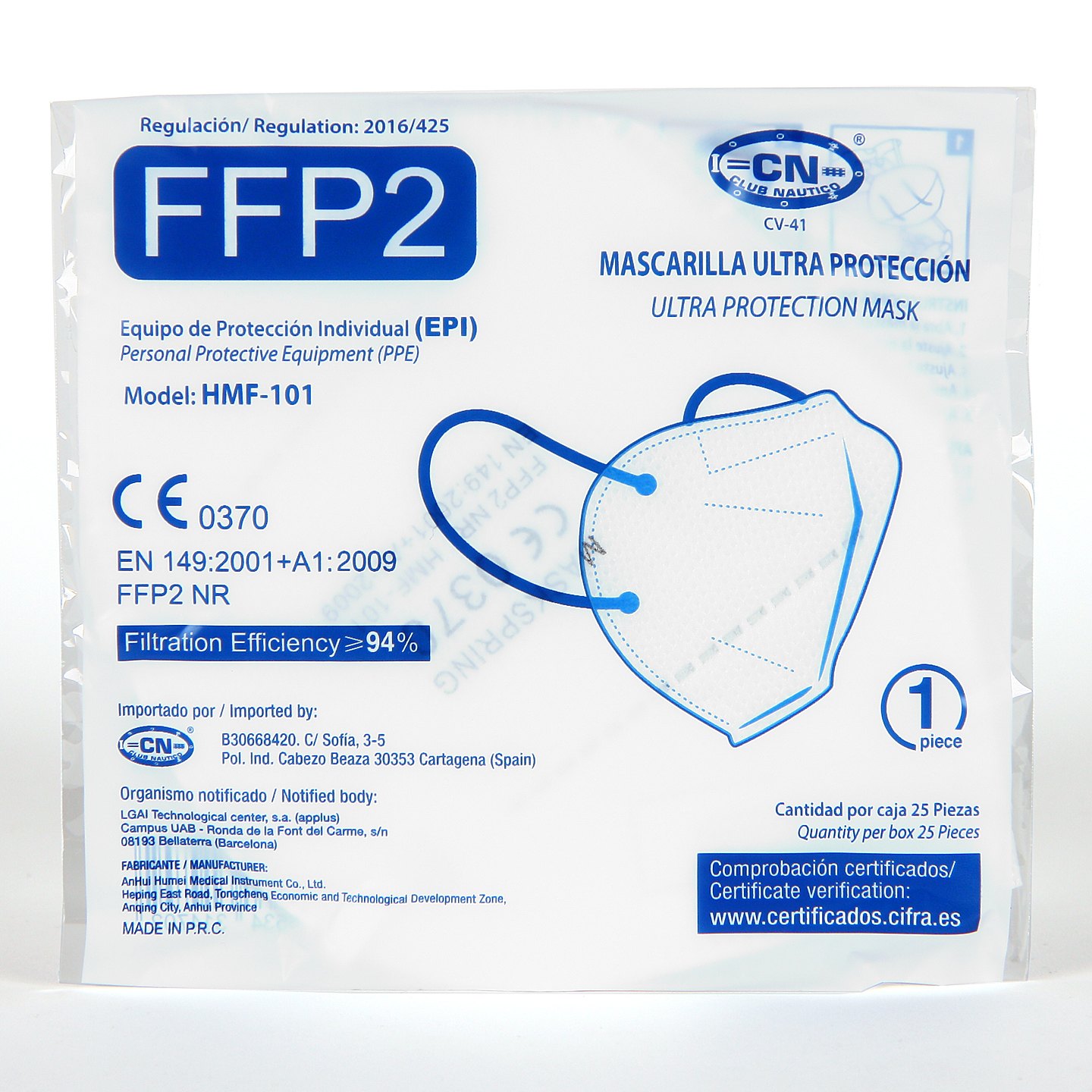 Mascarilla ffp2 certificado ce