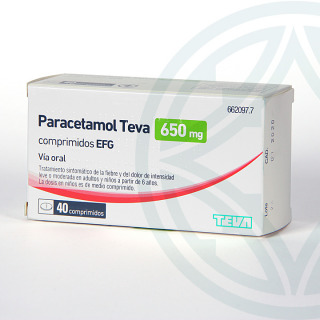 Paracetamol Teva EFG 650 mg 40 comprimidos