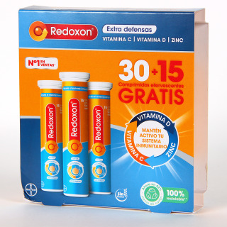 Redoxon Extra Defensas 30 comprimidos efervescentes + 15 comprimidos efervescentes Gratis