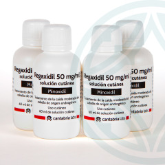 Regaxidil 50 mg/ml solución cutánea 240 ml (4 frascos 60 ml)