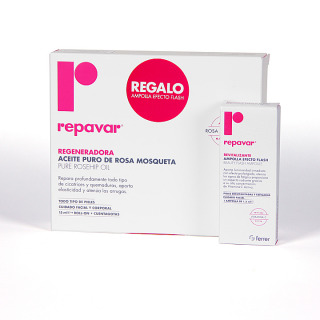 Repavar Aceite de Rosa Mosqueta 15 ml + regalo ampolla efecto flash