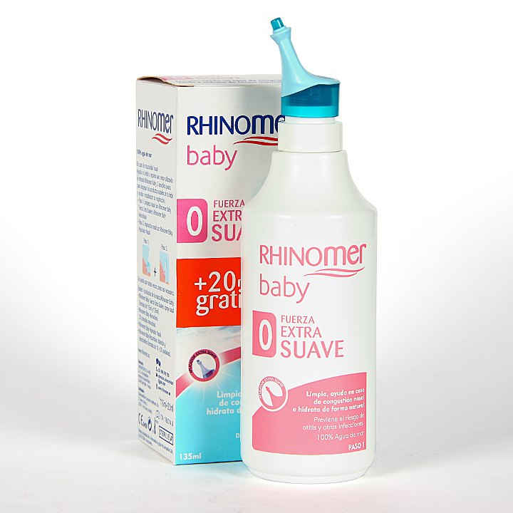 Rhinomer Spray Nasal 100% Agua de Mar, Fuerza Fuerte 3, Para Adultos y  Niños a Partir de 6 Años, 135 ml : : Bebé