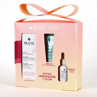 Rilastil PACK Aqua Intense 72H Gel crema 40 ml con Intense C Serum 15 ml y Aqua Limpiador Facial 15ml de Regalo