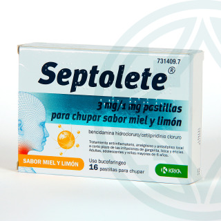 Septolete 16 pastillas para chupar miel y limón