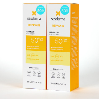 Sesderma PACK Duplo Repaskin Fluido Ligero SPF50+ 200 ml 50% Descuento Segunda Unidad