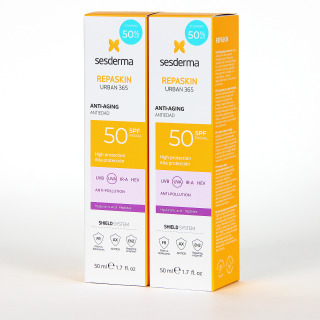 Sesderma PACK Duplo Repaskin Urban 365 Antiedad SPF50 50 ml 50% Descuento Segundad Unidad