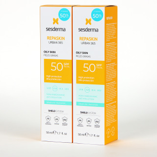 Sesderma PACK Duplo Repaskin Urban 365 Piel Grasa SPF50+ 50 ml 50% Descuento Segundad Unidad