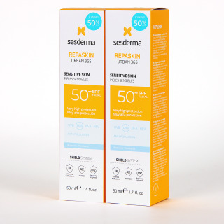 Sesderma PACK Duplo Repaskin Urban 365 Piel Sensible SPF50+ 50 ml 50% Descuento Segundad Unidad