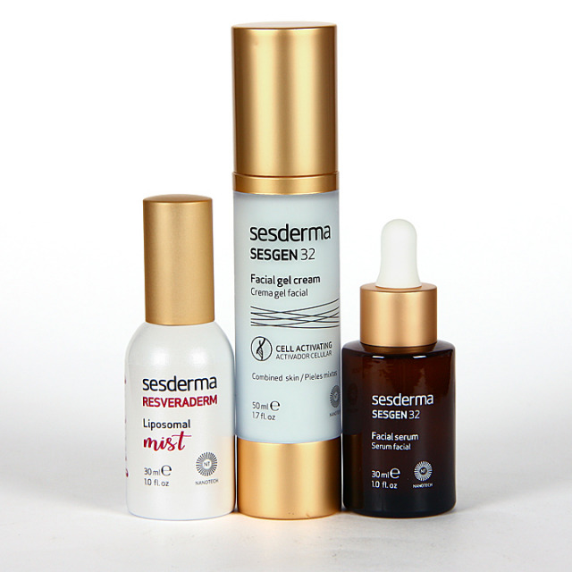 Sesderma Pack Sesgen 32 Crema Gel + Sesgen 32 Serum + Resveraderm Mist ...