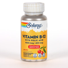 Solaray Vitamina B12 + Ácido Fólico 1000mcg 90 comprimidos