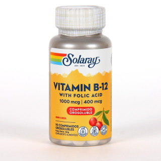 Solaray Vitamina B12 + Ácido Fólico 1000mcg 90 comprimidos
