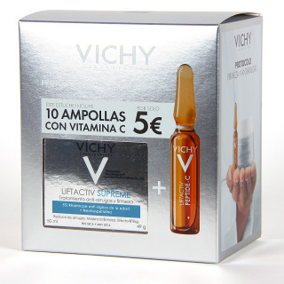 Vichy PACK Liftactiv Supreme Piel Seca y Muy Seca Crema y Liftactiv Peptide-C 10 Ampollas Precio Ahorro
