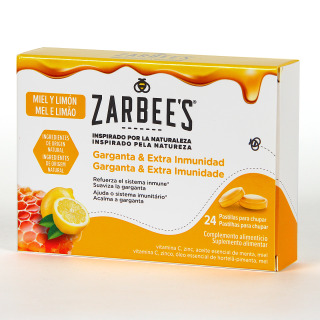 Zarbees Garganta e Inmunidad 24 pastillas para chupar miel y limón
